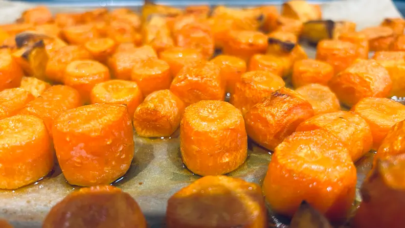 Carrot & sweet potato, caramelised after baking