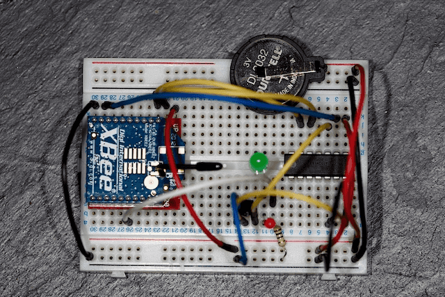 Prototyping the sensor nodes on a breadboard